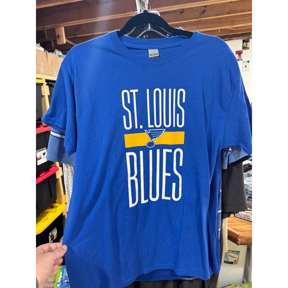 Gildan St Louis Blues NHL T-Shirt Mens Medium Blue Ameren Missouri DryBlend Tee